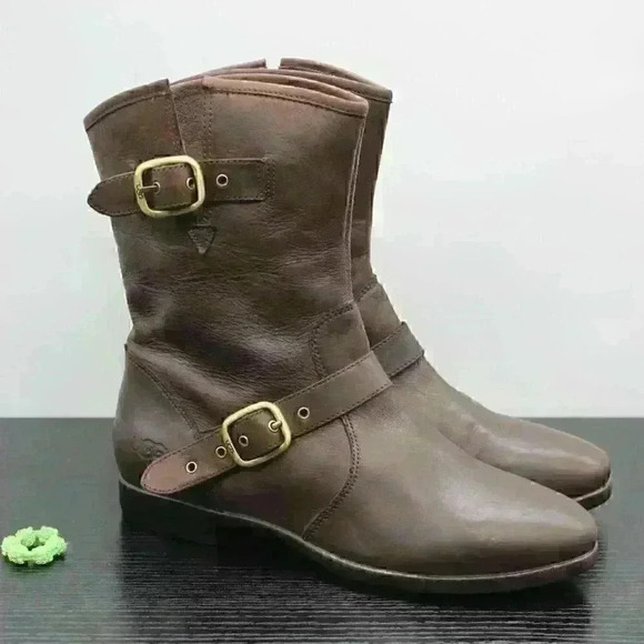 UGG Australia Frances Women’s Brown Leather Boots - Picture 2 of 11